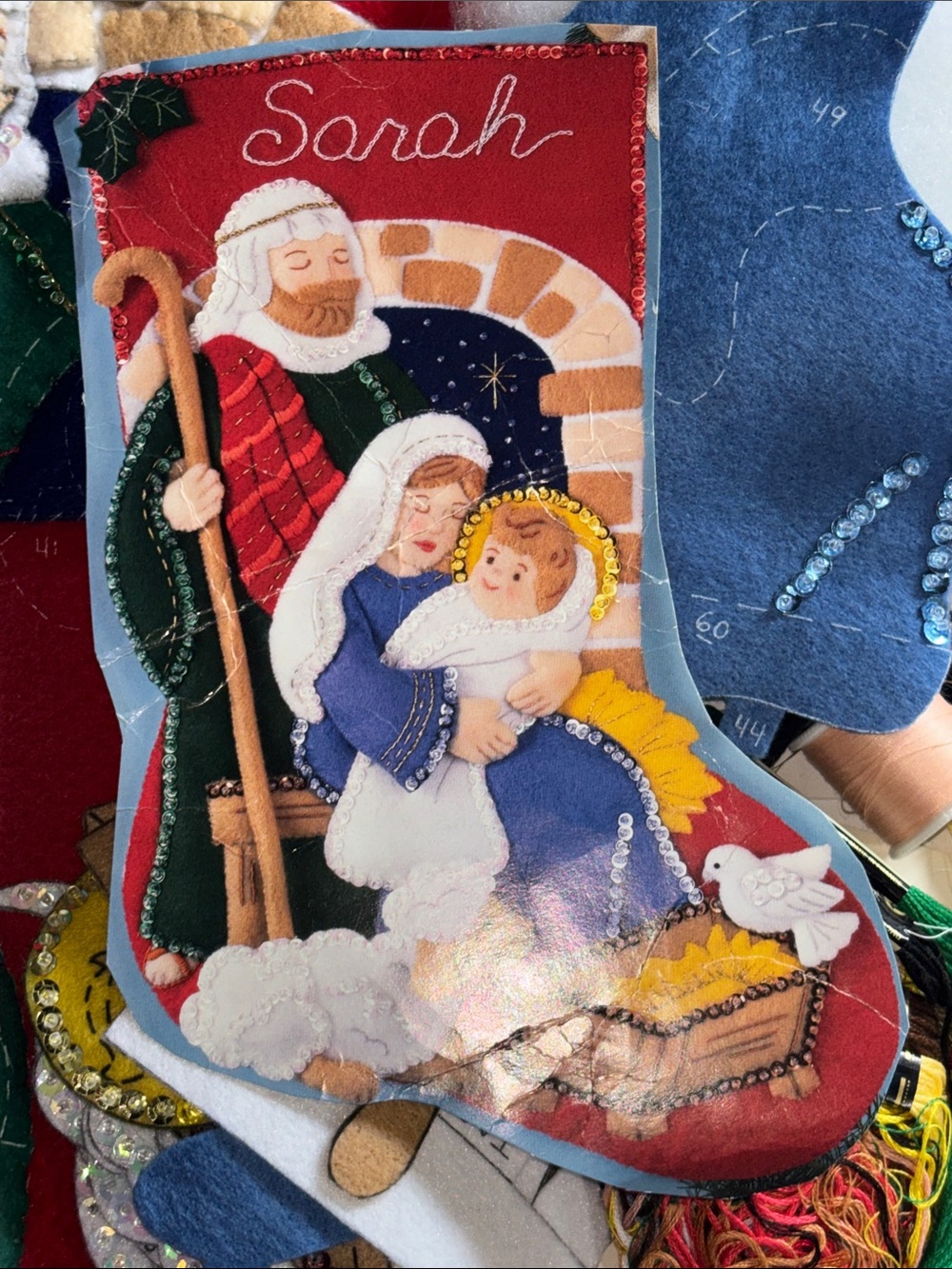 Bucilla Silent Night 18” Felt Stocking Kit 83007 1993 Christmas Manger Scene